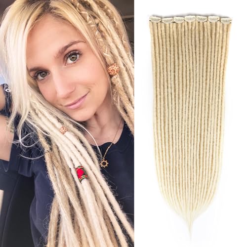 Kyriena 8 Clip-in-Extensions 613, 61 cm dick, 0,6 cm breit, handgefertigt, einseitig, weich, Hippie-Stil, für Mädchen 613, blond, 8 Stück Kyriena 8 Clip-in-Extensions 613, 61 cm dick, 0,6 cm breit, handgefertigt, einseitig, weich, Hippie-Stil, für Mädchen 613, blond, 8 Stück von Kyriena