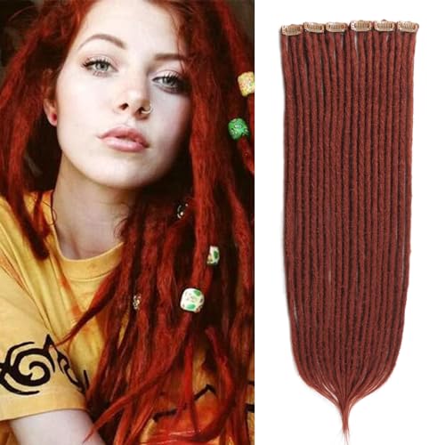 Kyriena Dreadlock-Verlängerungen zum Anklippen in roten Dreadlock-Haarverlängerungen, 61 cm, dünn, 0,6 cm, SE Hippie, weiche synthetische Dreadlock-Extensions für Damen, Rot, 4 Stück Kyriena Dreadlock-Verlängerungen zum Anklippen in roten Dreadlock-Haarverlängerungen, 61 cm, dünn, 0,6 cm, SE Hippie, weiche synthetische Dreadlock-Extensions für Damen, Rot, 4 Stück von Kyriena