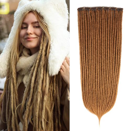 Kyriena Dreadlocks zum Anklippen, synthetische Dreadlock-Extensions, zum Anklipsen, dünn, 0,6 cm breit, gehäkelt, geflochtene Dreadlocks für Damen, Honigblond, Clip-In, 61 cm, 4 Stück Kyriena Dreadlocks zum Anklippen, synthetische Dreadlock-Extensions, zum Anklipsen, dünn, 0,6 cm breit, gehäkelt, geflochtene Dreadlocks für Damen, Honigblond, Clip-In, 61 cm, 4 Stück von Kyriena