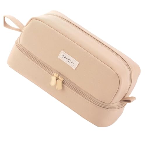 Kytxqikd Große Stifttasche mit 2 Fächern für Mädchen, Teenager, Schüler, Erwachsene, Kaffee von Kytxqikd