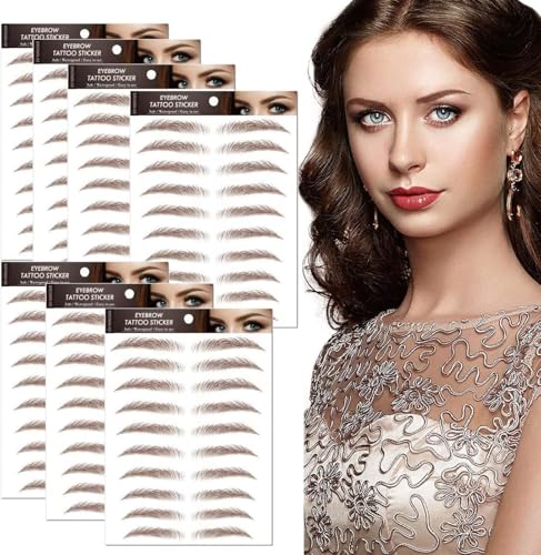 7 Blätter 4D Haarähnliche Wasserdichte Augenbrauen Tätowierungen Aufkleber Augenbrauen Transfer Aufkleber Pflege Formung Aufkleber im Bogenstil für Frauen, 77 Paare von Kyzistn