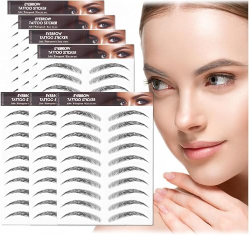77Pairs 4D Hair-Like Eyebrow Tattoo Stickers Waterproof Natural Fake Stickers,Long Lasting Eyebrow Grooming Shaping Perfect for Women and Girls (A-09 Black) von Kyzistn