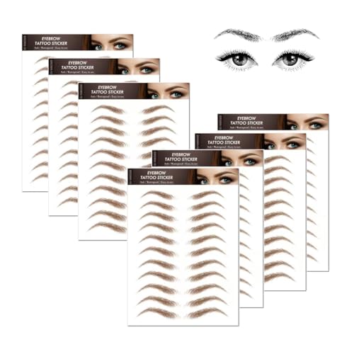 7Sheets 4D Hair-Like Eyebrow Tattoo Stickers Waterproof Natural Fake Stickers,Long Lasting Grooming Shaping Perfect for Women and Girls (Brown) von Kyzistn