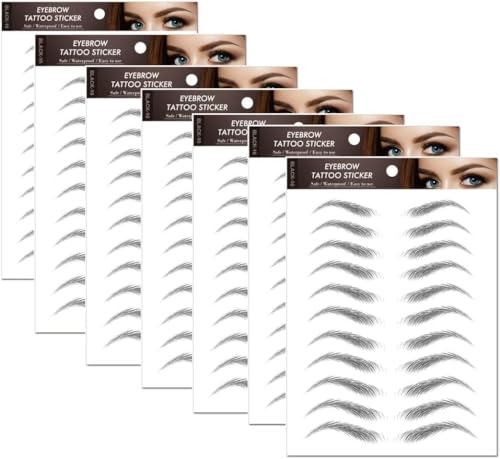7Sheets Eyebrow Tattoo Stickers 4D Hair-like Waterproof Natural Fake Stickers,Long Lasting Eyebrow Grooming Shaping Perfect for Women and Girls (Black) von Kyzistn