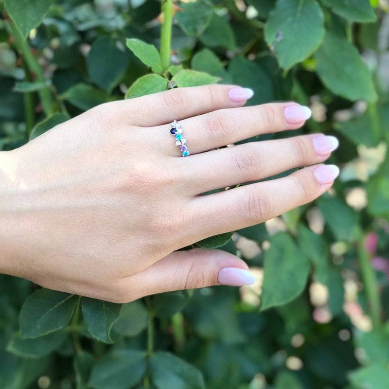 Damen Silbercluster Ehering, Einzigartiger Zierlicher Silberring, Cluster Versprechensring, Silber Versprechensring von KzKJewel