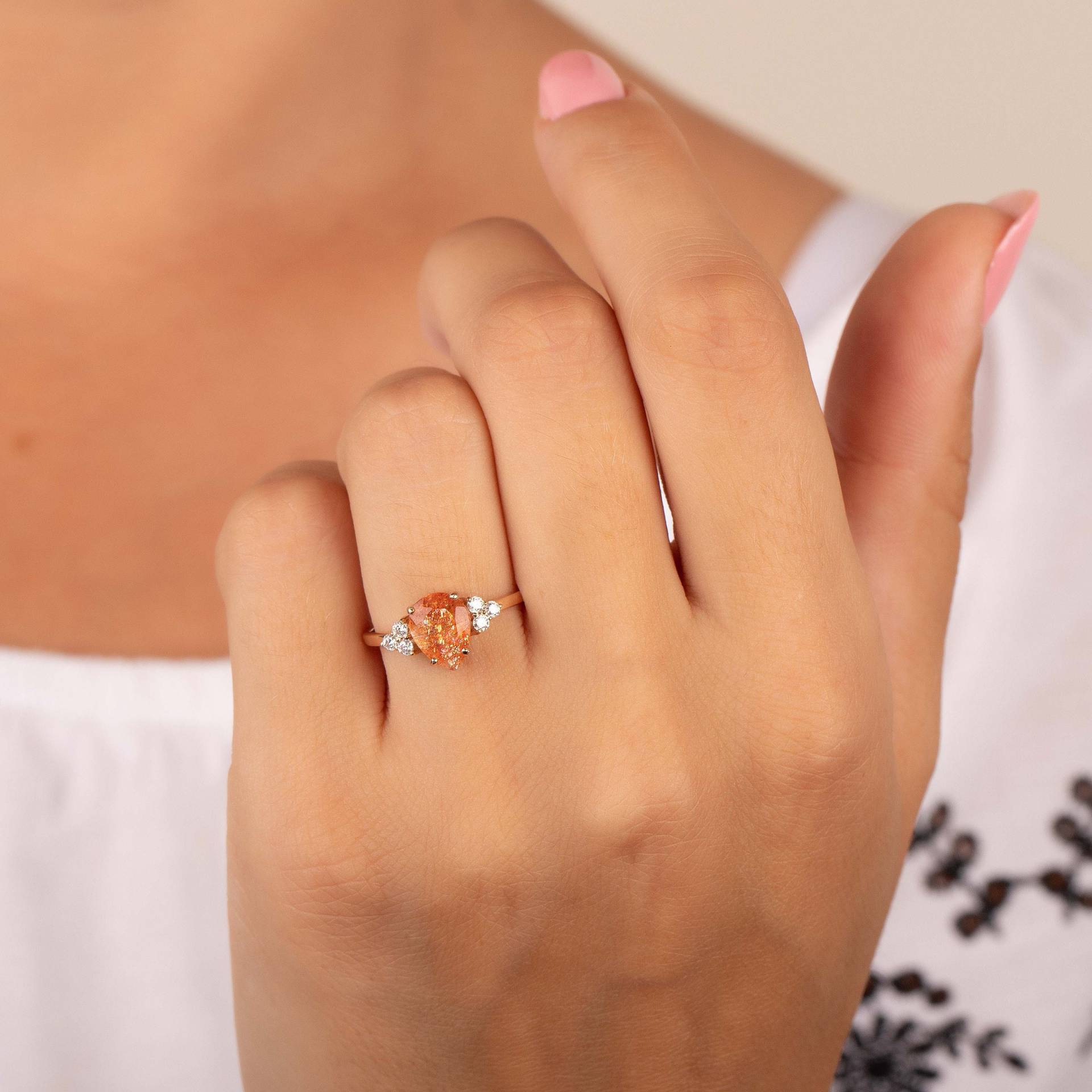 Sonnenstein Verlobungsring, Verlobungsring Für Sie, Versprechen Ring Sie von KzKJewel