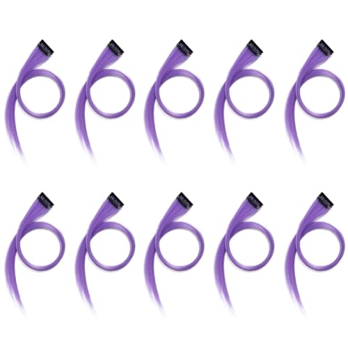 Kznifmk 10 Stück Regenbogen Mädchen Haarverlängerung offensichtliche Haarnadel lange gerade Haarspange zuschneidbar für Kunsthaare lila von Kznifmk