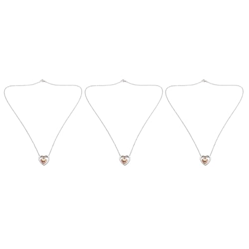 Kznifmk 3 x Halskette mit Urnenanhänger in Form eines doppelten Herzens, Farbe Roségold, Halskette mit Trichter-Anhänger, Gedenkstätte, von Kznifmk