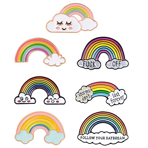 Kznifmk 7 Stück Mini-Regenbogen-Pins aus Emaille, bunt, natürlich, Anstecknadeln, Anstecknadeln, Anstecknadeln für Damenhemden, Hemdtaschen, Jackenabzeichen von Kznifmk