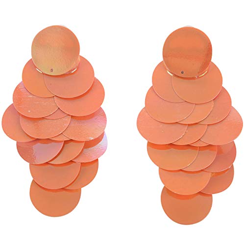 Kznifmk Feuil le de plastic pailletten kreis anhänger quaste ohrringe glitzer fisch ohrringe orange von Kznifmk