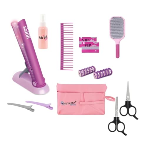 Kznifmk Frisiersalon-Set für Mädchen, Haarglätter und Frisierzubehör, Mode-Simulationspuppen-Stylist-Set von Kznifmk