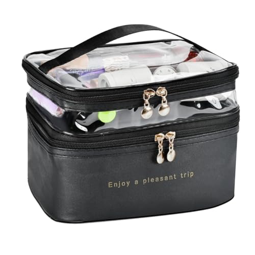 Kznifmk Großer -Organizer, schwarz, für Kosmetik, Make-up und Hautpflege, transparent von Kznifmk