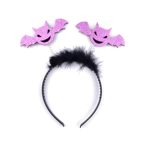 Kznifmk Halloween Bat Stirnband Tag der Pailletten Stirnband Cosplay Kostüm Helm für Erwachsene Kinder Stufe S Hüte Violett von Kznifmk