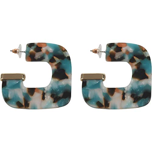 Kznifmk Vintage Mode Frauen Acryl Geometrische Große Ohrringe Modisch Leopardenmuster Harz Statement Ohrringe Geschenk Blau von Kznifmk