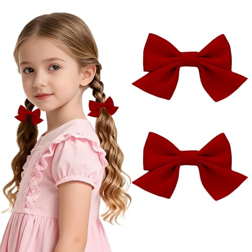 Kzouenzu Haarschleifen Clips [2 Stück], Schleife Haarspangen Accessoires, Haarspange Für Mädchen, Haarschmuck, Mode, Mädchen, Haarschmuck, Frauen, Weihnachten [Rot] von Kzouenzu