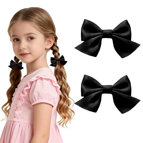 Kzouenzu Haarschleifen Clips [2 Stück], Schleife Haarspangen Accessoires, Haarspange Für Mädchen, Haarschmuck, Mode, Mädchen, Haarschmuck, Frauen, Weihnachten [Schwarz] von Kzouenzu