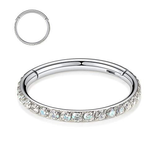 16G CZ Nasenringe 10mm Septum Clicker 316L Nasenringe aus chirurgischem Stahl Knorpelohrringe Creolen Daith für Männer Frauen Piercing Schmuck von hengkaixuan