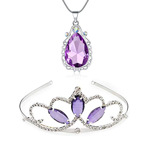 Prinzessin Kostüm Sofia Tiara und Magic Amulett Wassertropfen Anhänger Halskette Set für Mädchen Geburtstag/Weihnachten von hengkaixuan