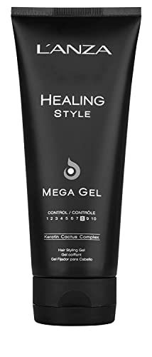 L'ANZA Heilungsstil Mega Gel mit Starkem Halteeffekt (200 ml), Pflegt und Erfrischt das Haar Während des Stylings, mit Keratin, Haargel für Frauen, Alkoholfrei, UV-Schutz, Verhindert Schäden von L'ANZA