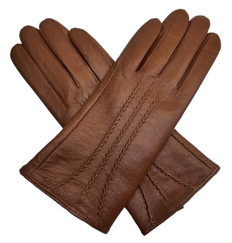 L E Leather Emporium Damen-Handschuhe, hochwertiges Echtleder, Größe XL, Hellbraun, hautfarben, 46 von L E