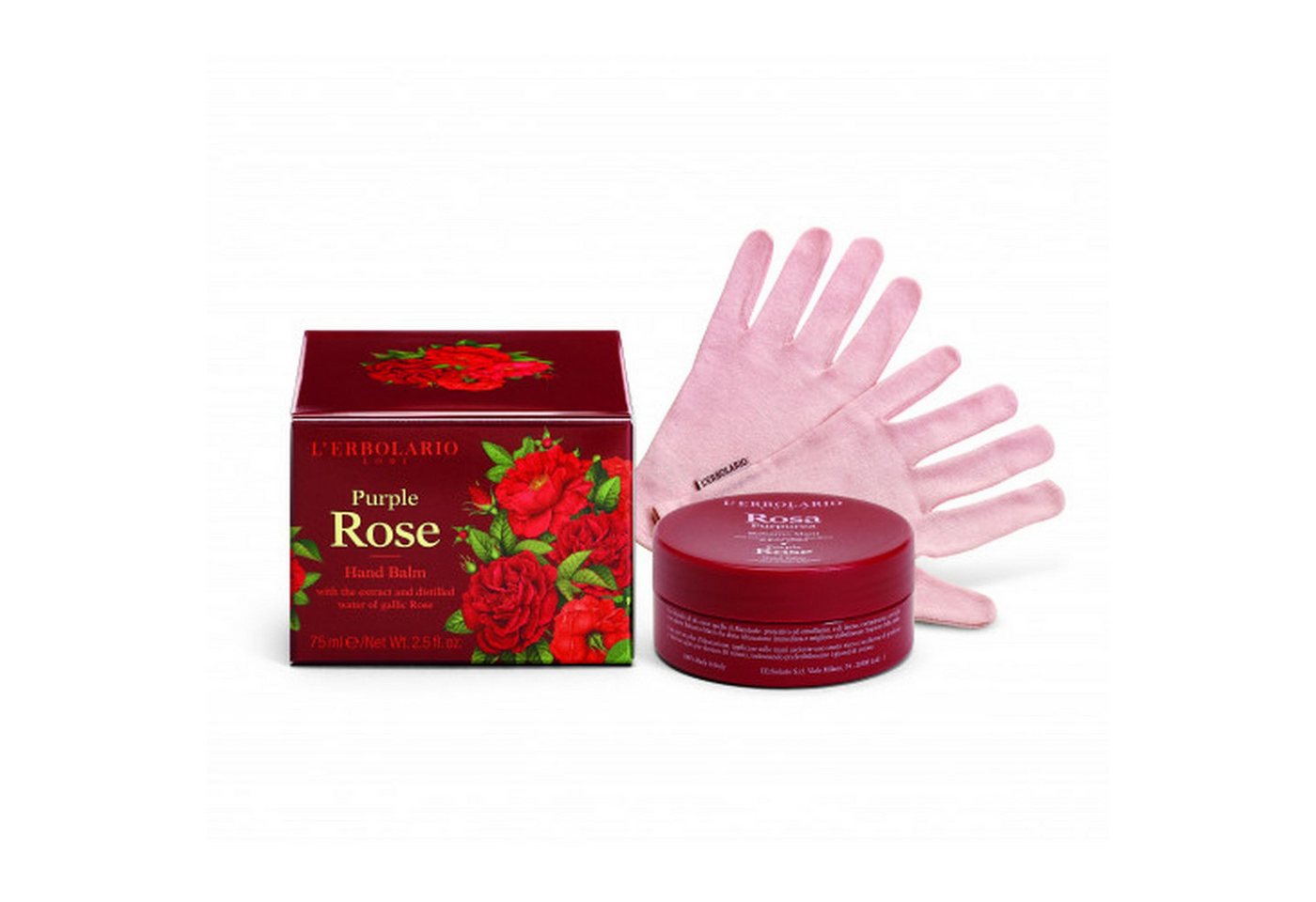 L´ERBOLARIO Handpflege-Set ROSA PURPUREA - Purpur Rose Handpackung inkl. Baumwollhandschuhe 75ml, 1-tlg. von L´ERBOLARIO