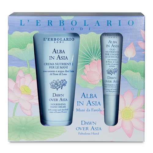 L'Erbolario - ALBA IN ASIEN Set für die Hand - Pflegende Handcreme 50 ml und pflegendes Öl für Nägel und Nagelhaut 75 ml - Limitierte Auflage von L'Erbolario