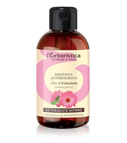 L'Erboristica Athena's – feuchtigkeitsspendendes Intimwaschmittel gegen Spritzwasser – beruhigende Intimseife mit Ringelblumenöl – pH 4,0 – 250 ml von L'Erboristica di Athena's dal 1969