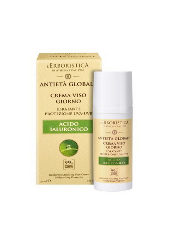 L'Erboristica Tagescreme Gesichtscreme UVA +UVB Schutz 50 ml, Gesichtscreme mit Hyaluronsäure UVA & UVB Schutz 50 ml von L'Erboristica