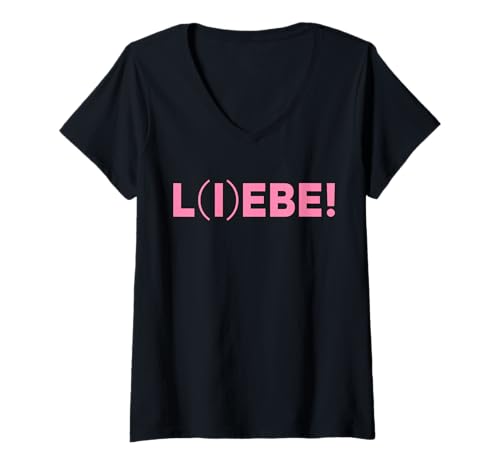 Damen L I EBE - L(I) EBE Schriftzug. Liebe UND LEBE. Love LIVE Fun T-Shirt mit V-Ausschnitt von L I EBE - L(I)EBE Schriftzug - Liebevolle Damen