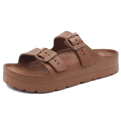 L LOUBIT Damen Plateau-Sandalen mit Fußgewölbeunterstützung, Kissen, weich, verstellbare Schnalle, Slides, leicht, rutschfest, Sommer, Strandschuhe, Braun, 37.5 EU L LOUBIT Damen Plateau-Sandalen mit Fußgewölbeunterstützung, Kissen, weich, verstellbare Schnalle, Slides, leicht, rutschfest, Sommer, Strandschuhe, Braun, 37.5 EU von L LOUBIT