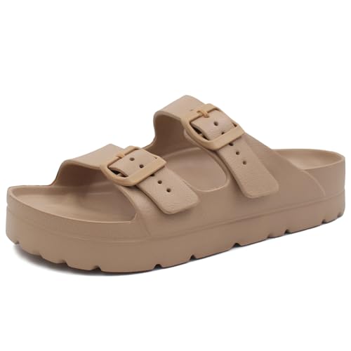 L LOUBIT Damen Plateau-Sandalen mit Fußgewölbeunterstützung, Kissen, weich, verstellbare Schnalle, Slides, leicht, rutschfest, Sommer, Strandschuhe, Helles Braun, 35 EU L LOUBIT Damen Plateau-Sandalen mit Fußgewölbeunterstützung, Kissen, weich, verstellbare Schnalle, Slides, leicht, rutschfest, Sommer, Strandschuhe, Helles Braun, 35 EU von L LOUBIT