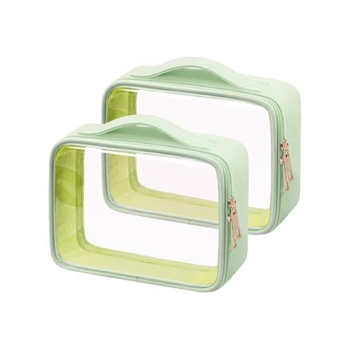 L LULUJAY Transparente Kosmetiktaschen, Make-up-Kulturbeutel mit Griff, Reiseutensilien für Männer und Frauen, 2 Stück, Grün L LULUJAY Transparente Kosmetiktaschen, Make-up-Kulturbeutel mit Griff, Reiseutensilien für Männer und Frauen, 2 Stück, Grün von L LULUJAY