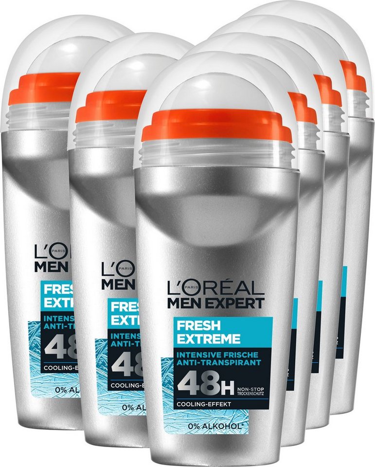 L'ORÉAL PARIS MEN EXPERT Deo-Roller Deo Roll-on Extreme Fresh, Packung, 6-tlg., mit hoher Zuverlässigkeit von L'ORÉAL PARIS MEN EXPERT
