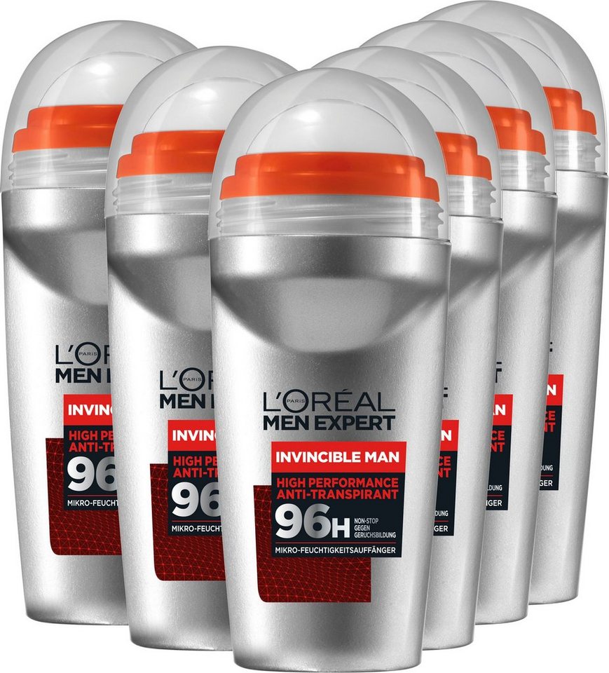 L'ORÉAL PARIS MEN EXPERT Deo-Roller Invicible 96h, Packung, 6-tlg. von L'ORÉAL PARIS MEN EXPERT