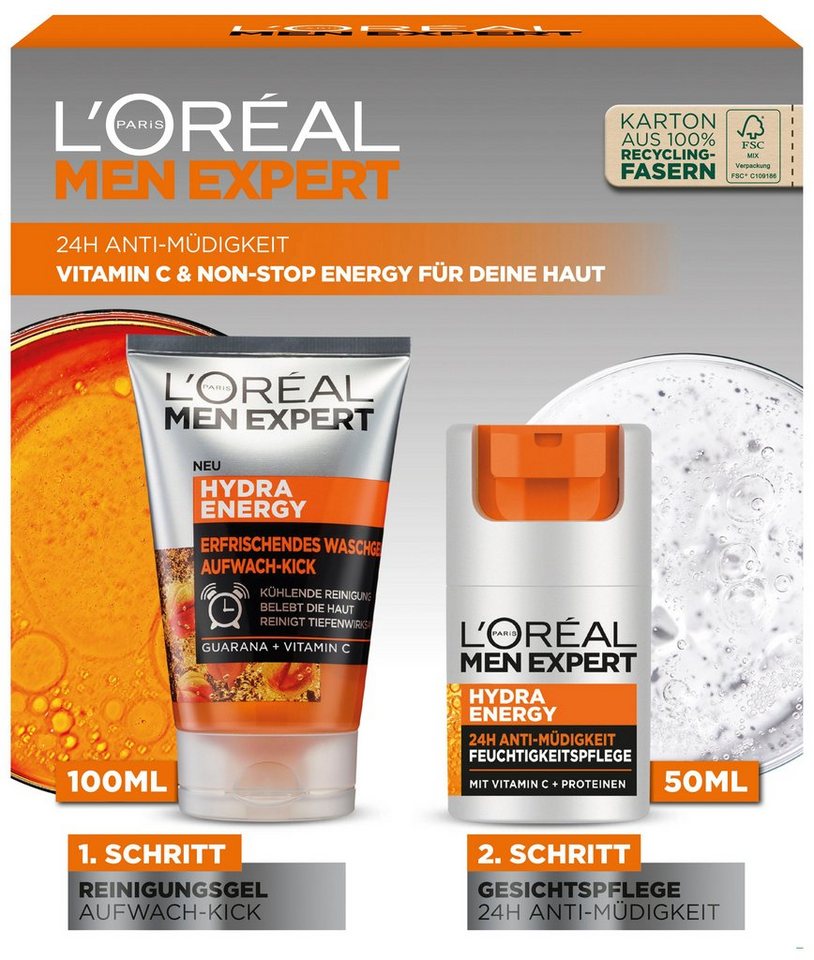 L'ORÉAL PARIS MEN EXPERT Gesichtspflege-Set Hydra Energy Geschenkset Set, 2-tlg., mit Vitamin C von L'ORÉAL PARIS MEN EXPERT