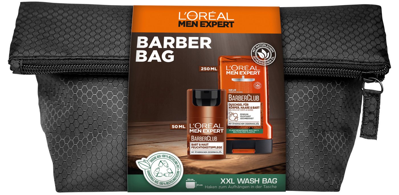 L'ORÉAL PARIS MEN EXPERT Pflege-Set L'Oréal Men Expert Barber Club Bestseller Kulturbeutel Set, 3-tlg., Set mit Bart und Haut Feuchtigkeitspflege und Duschgel von L'ORÉAL PARIS MEN EXPERT