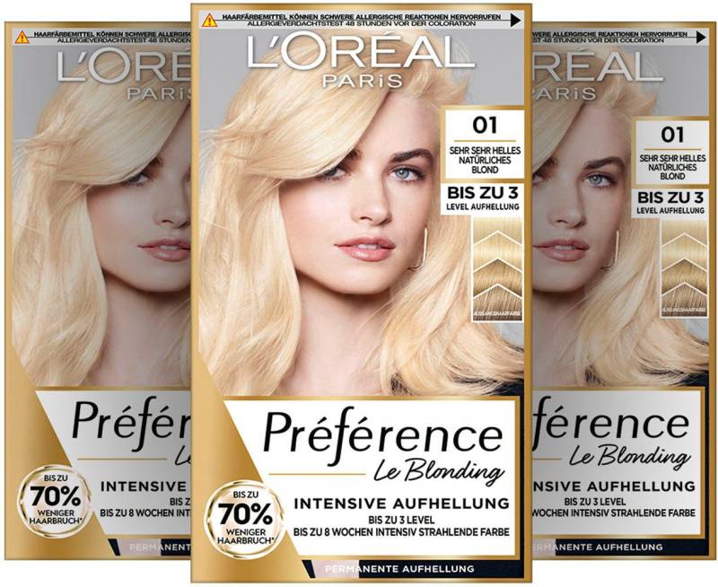 L'ORÉAL PARIS Coloration Préférence Le Blonding, Packung, 3-tlg., mit pflegender Formel von L'ORÉAL PARIS