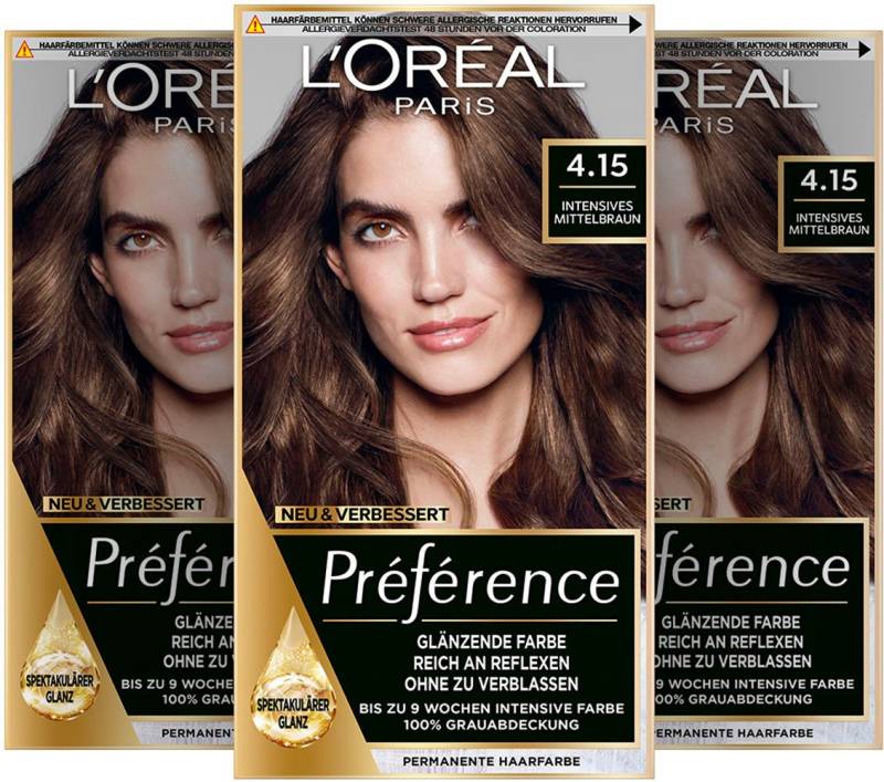 L'ORÉAL PARIS Coloration Préférence, Packung, 3-tlg., mit pflegender Formel von L'ORÉAL PARIS