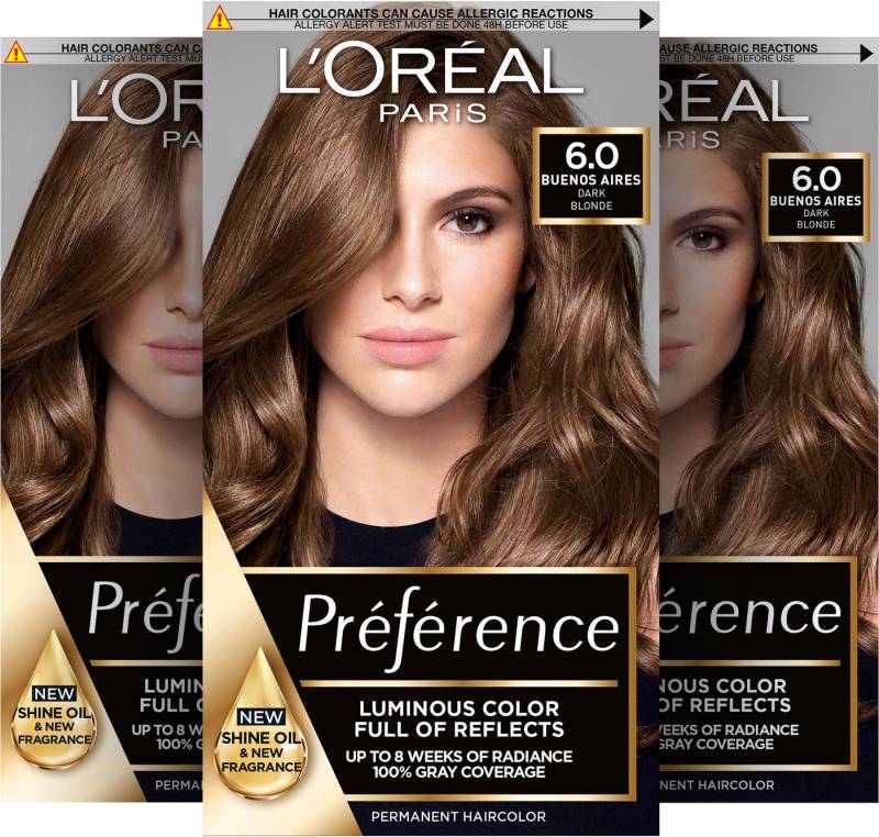 L'ORÉAL PARIS Coloration Préférence, Packung, 3-tlg., mit pflegender Formel von L'ORÉAL PARIS