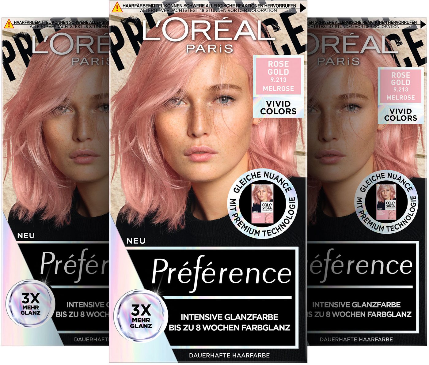 L'ORÉAL PARIS Coloration Préférence Vivid Colors, Packung, 3-tlg., mit pflegender Formel von L'ORÉAL PARIS