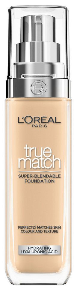 L'ORÉAL PARIS Foundation L'Oréal Paris True Match Foundation, Spendet Feuchtigkeit, mittlere Deckkraft, passt sich dem Hautton an. von L'ORÉAL PARIS