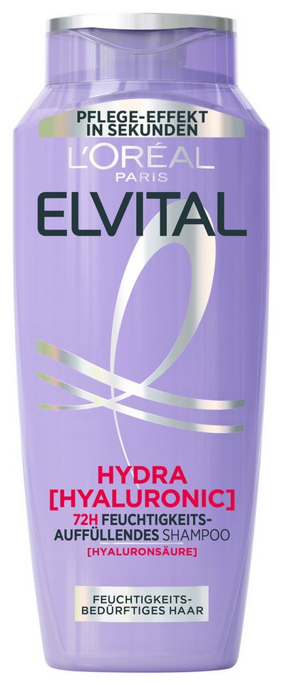 L'ORÉAL PARIS Haarshampoo L'Oréal Paris Elvital Hydra [Hyaluronic] Shampoo, Packung, 6-tlg., Hyaluronsäure für trockenes Haar, spendet 72h lang Feuchtigkeit. von L'ORÉAL PARIS