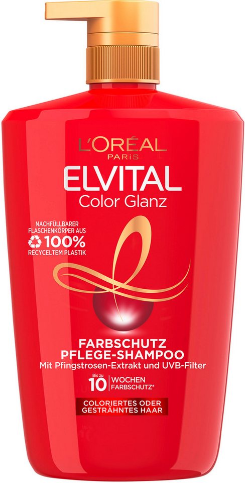 L'ORÉAL PARIS Haarshampoo Elvital Shampoo Color Glanz, Mit Farbschutz für längere Leuchtkraft, mit UVA-/UVB-Filter. von L'ORÉAL PARIS