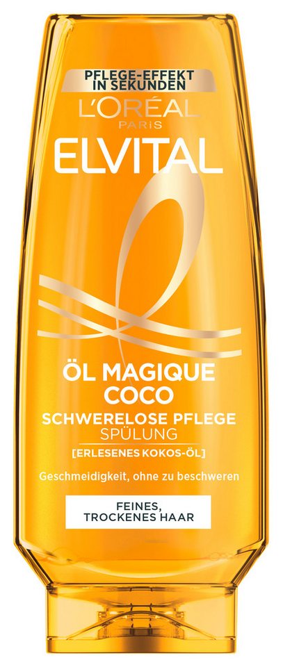 L'ORÉAL PARIS Haarspülung L'Oréal Paris Elvital Öl Magique Coco Spülung, Packung, 6-tlg., Intensive Pflege auch für trockenes Haar, verleiht Geschmeidigkeit. von L'ORÉAL PARIS