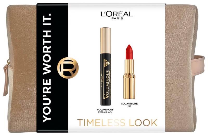 L'ORÉAL PARIS Make-up Set Timeless Look Geschenkset: Mascara, Lippenstift & Beauty Bag von L'ORÉAL PARIS