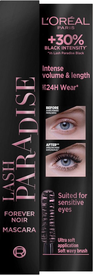 L'ORÉAL PARIS Mascara Lash Paradise Forever Noir, mit tiefschwarzer Textur von L'ORÉAL PARIS