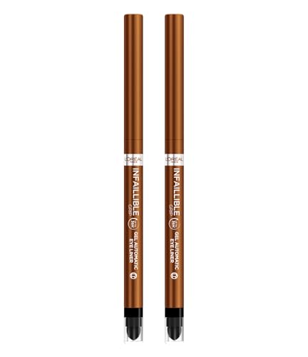 L'Oréal Paris Infaillible Grip Automatischer Eyeliner aus Gel Bronze Blaze Espresso mit langem Halt 36 Stunden, wasserfest, präziser und definierter Strich mit integriertem Schwamm, 2 Stifte von L'Oreal Paris