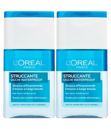 L'Oréal Paris Make-up-Entferner für die Augen, wasserfest, effektiv, mit Make-up mit langem Halt, zweiphasige Formel, sanft für sensible Augen, getestet ohne fettige Rückstände – 2 Flaschen à 125 ml von L'Oreal Paris