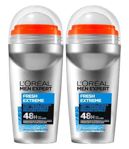 L'Oréal Paris Men Expert Fresh Extreme Deodorant Roll-On, Anti-Transpirant, 48h Schutz, ohne Alkohol, 2 Flaschen à 50 ml von L'Oreal Paris
