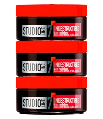 L'Oréal Paris Studio Line Indestructible Modellierwachs für Haare, Halt 7, starke Haftung, elastisch, definiert und hellt das Haar – 3 Dosen à 75 ml von L'OREAL PARIS